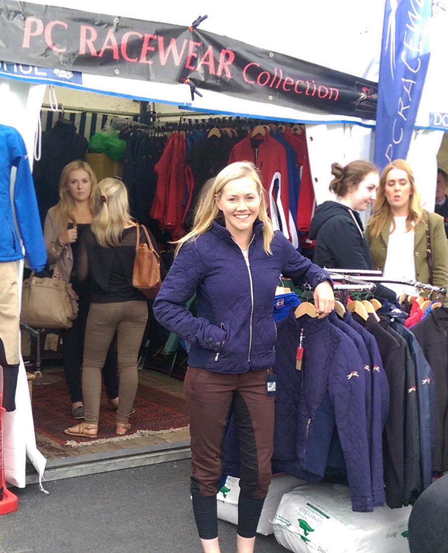 Irish Young Eventer Kerri Lyons wearing PC Racewear jacket from new collection, at the RDS Dublin Horse Show 2015