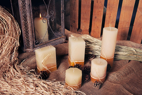 Recycled candles with raffia