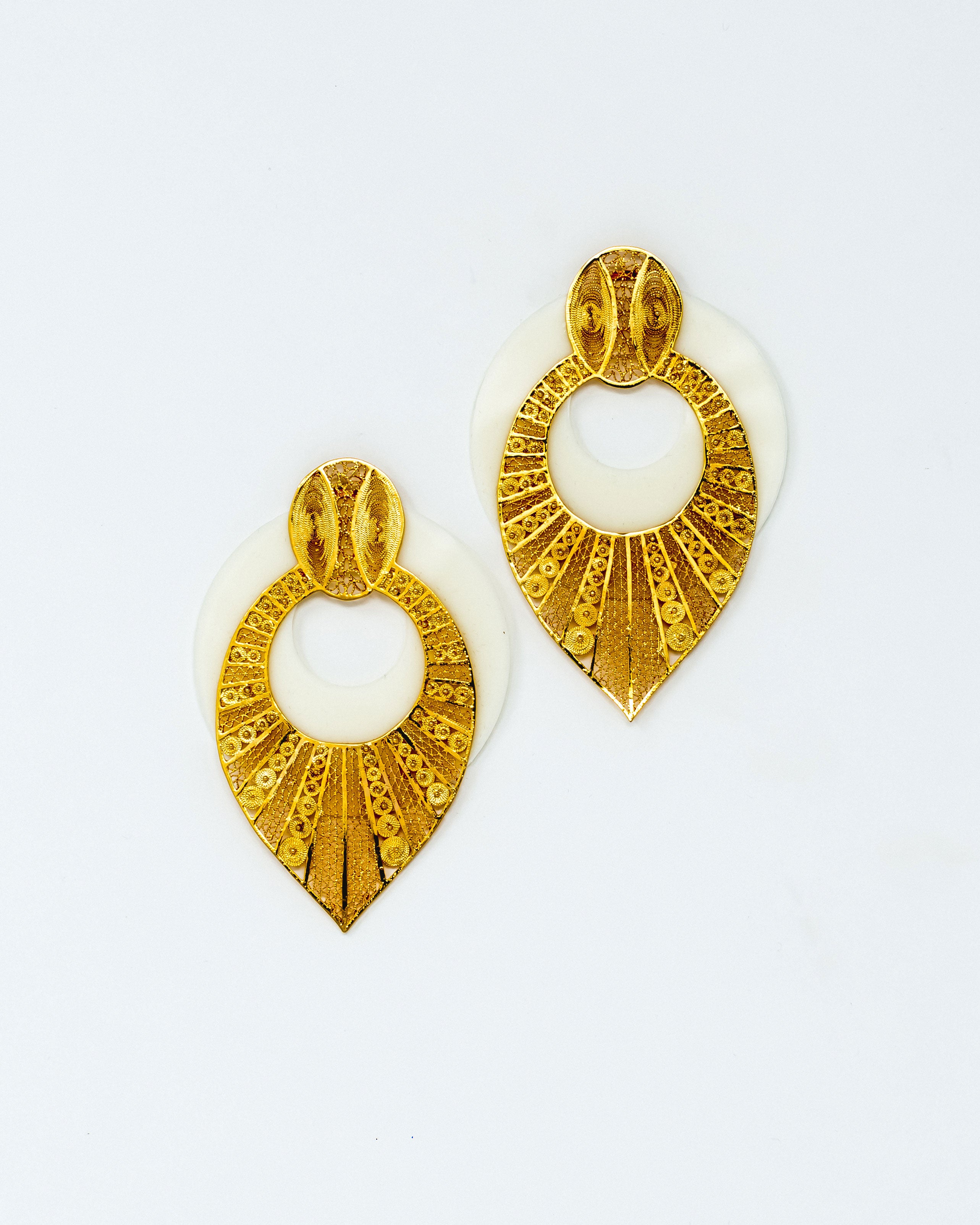 Azahara Earrings Gold Plated Ivory Acrylic