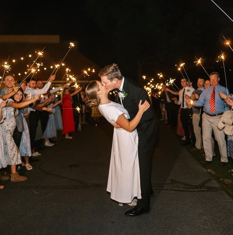 Wedding sparkler sendoff using long 36 inch sparklers