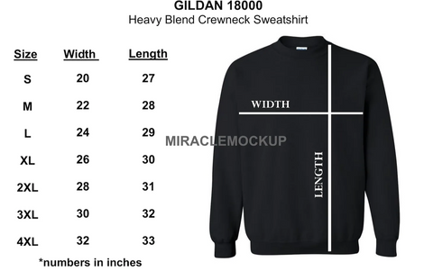 By His Will Brand Crewneck Sweatshirt Sizing Chart