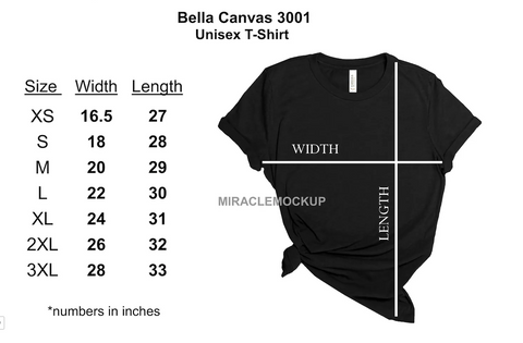 By His Will Brand T-shirt Sizing Chart