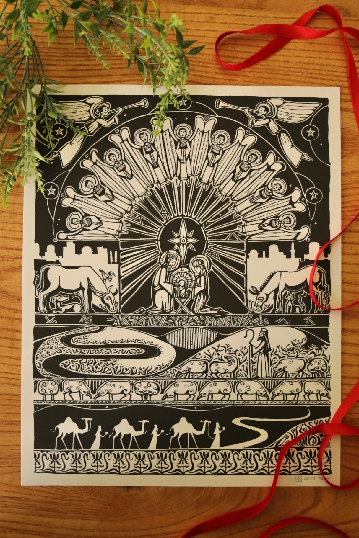 Illustrated Christmas Nativitiy Scene By Adam Trest