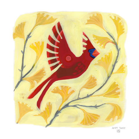 Ginkgo and Cardinal Print by Adam Trest