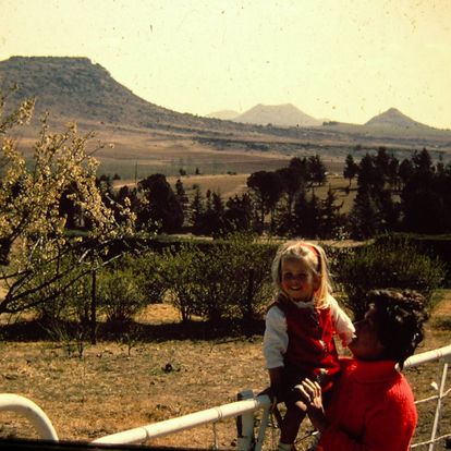 Mum and me in our back garden in Mokhotlong