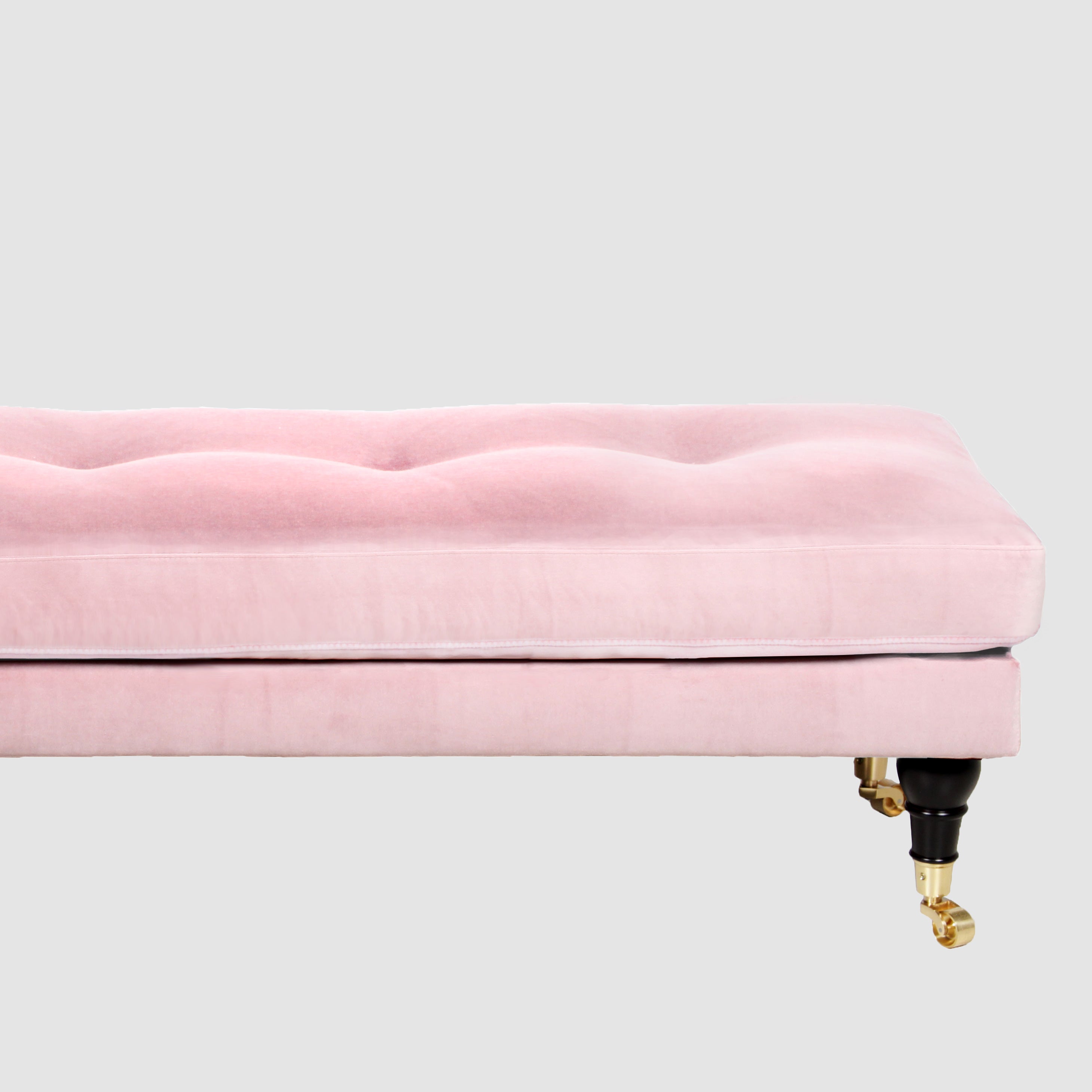 Safina Striped Top Ottoman Storage Bench In Baby Pink Velvet