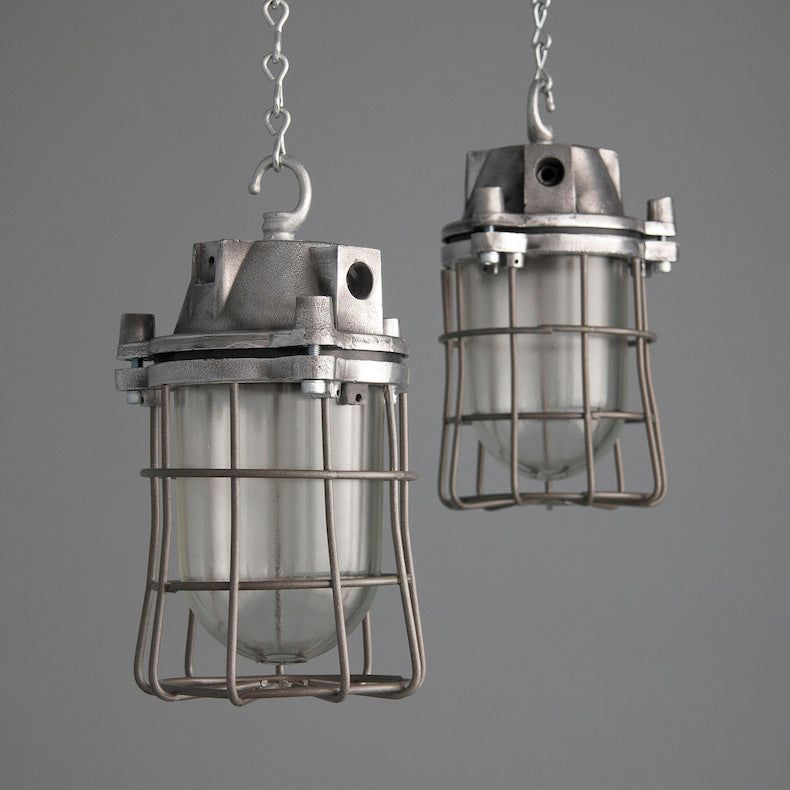 Reclaimed Eastern Bloc caged pendant lights