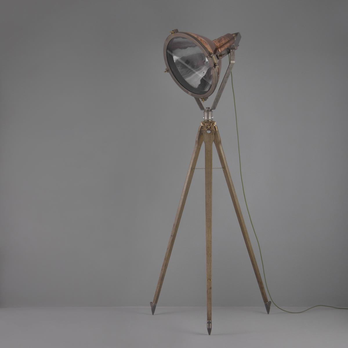 Vintage copper searchlight floor lamp