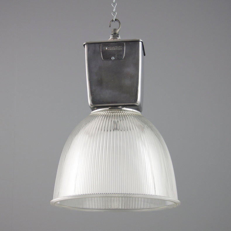 Vintage prismatic Holophane pendant lights 