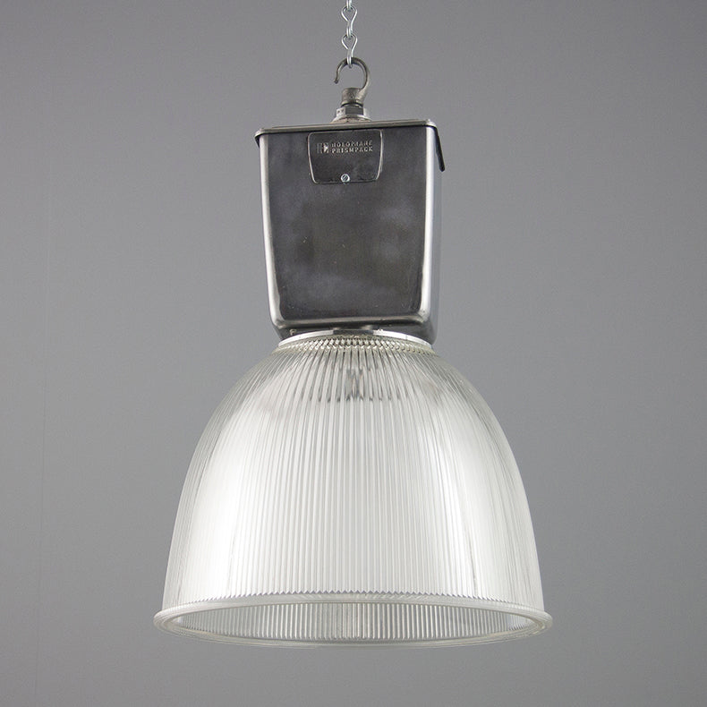 Holophane Glass and aluminium pendant light