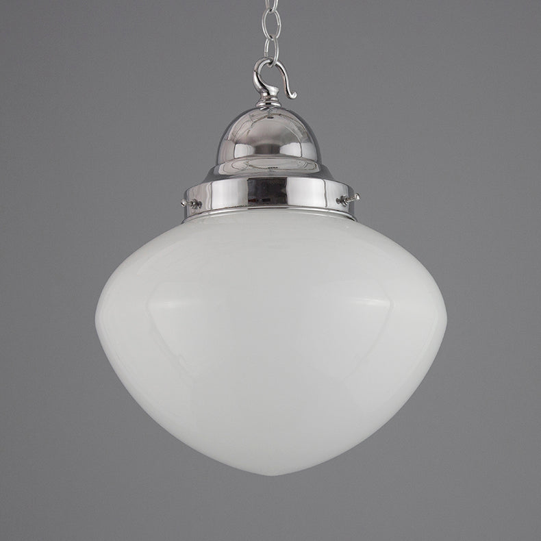 Decorative opaline pendant light with chrome gallery