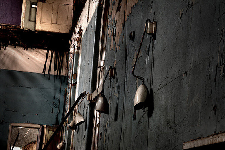 Wall lights in Victorian lunatic asylum in the Midlands