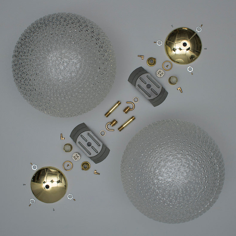 Retro glass and brass pendant lights