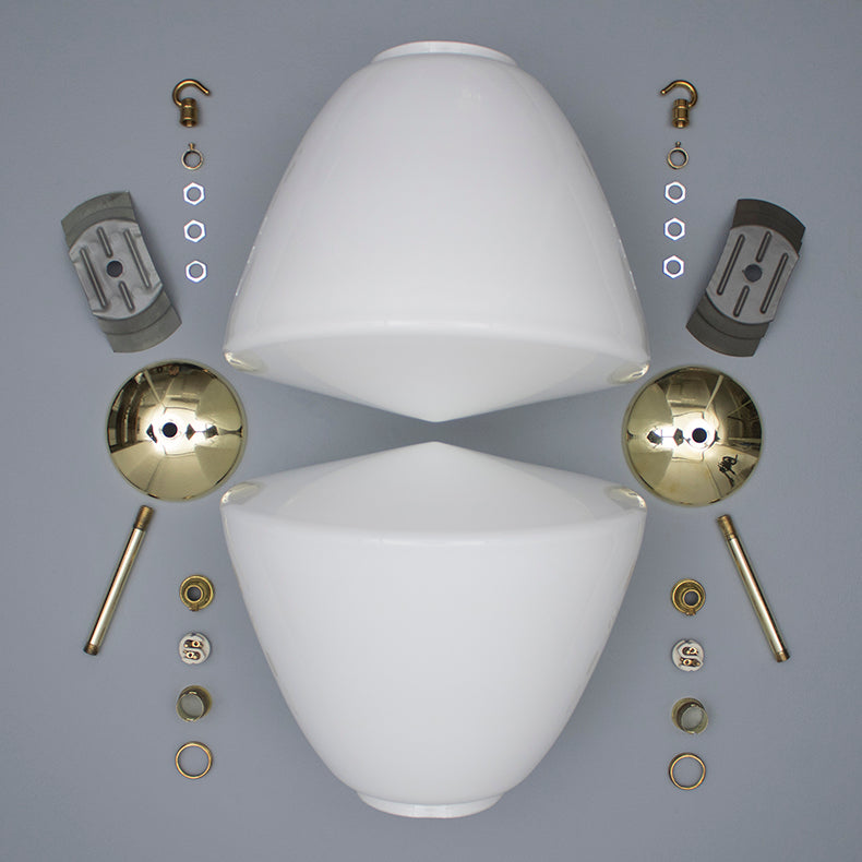 Opaline and brass Czech pendant lights