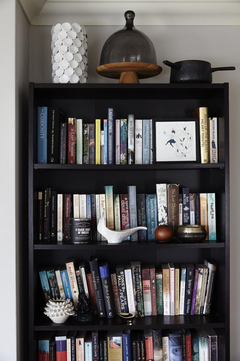 Book shelves and books