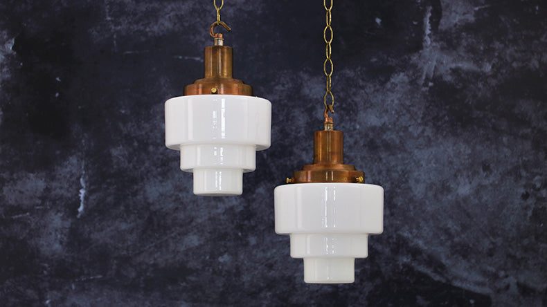 decorative 1930s opaline Czech pendant lights