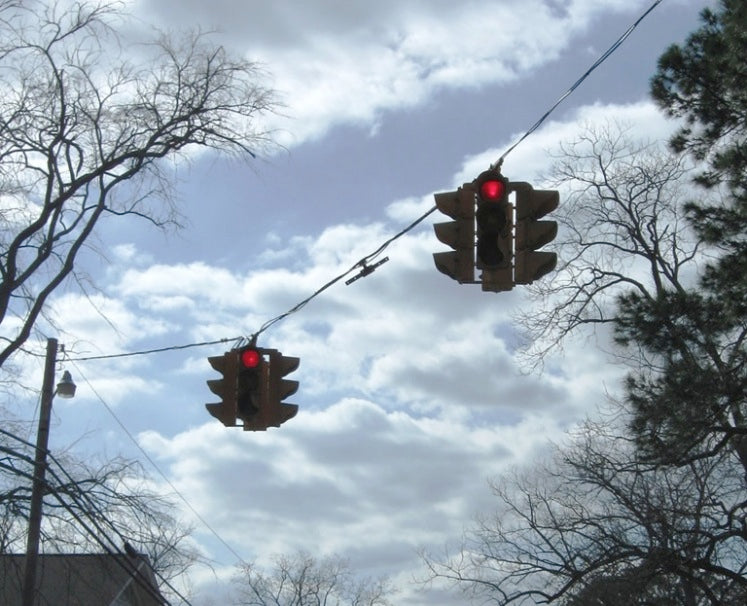 suspended USA traffic lights