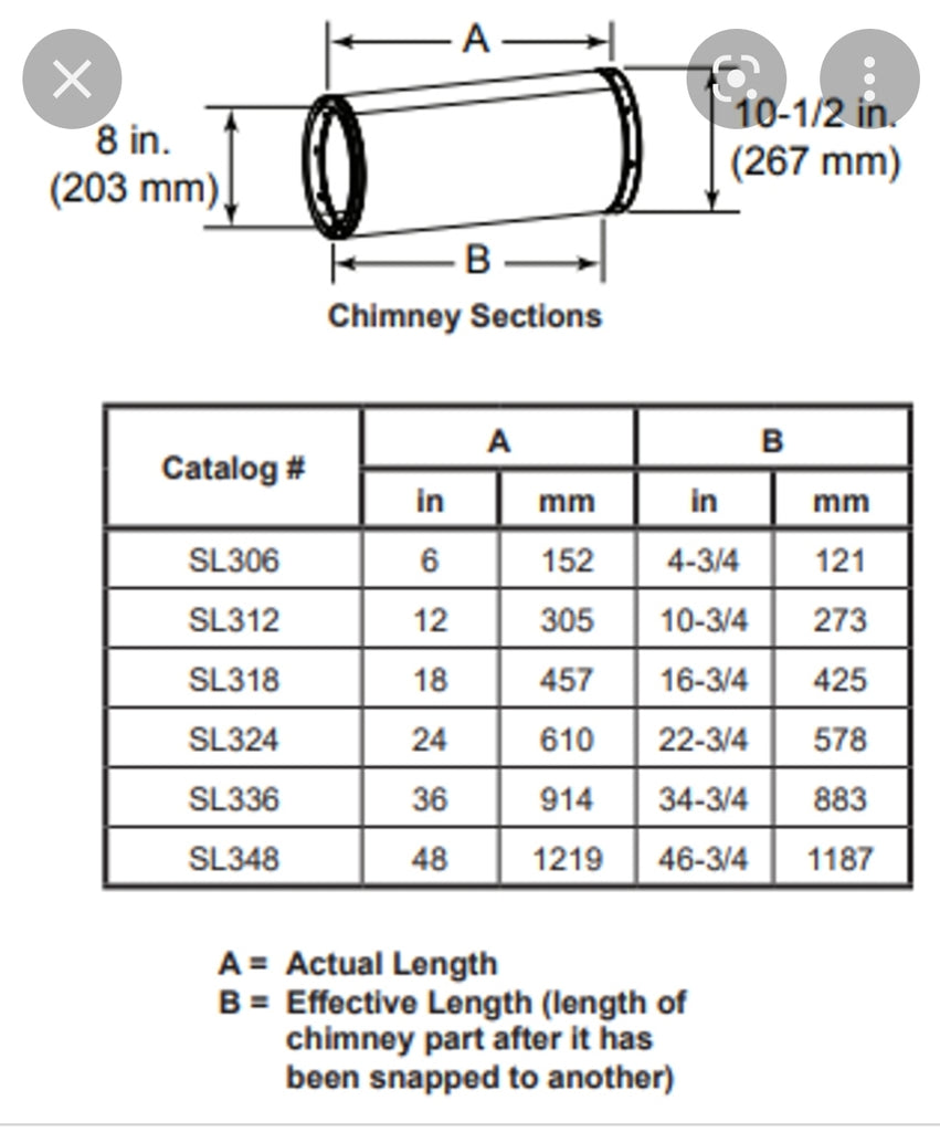 Majestic SL312 12 in. Chimney Pipe Section