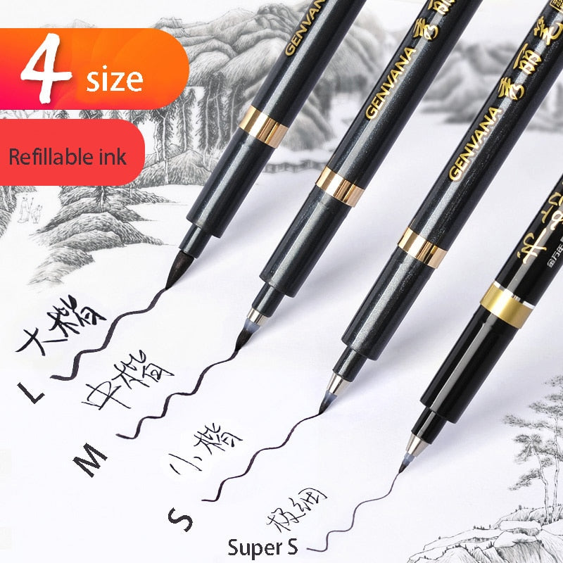 1/4Pcs Calligraphy Pen Waterproof Markers Calligraphy Soft Brush