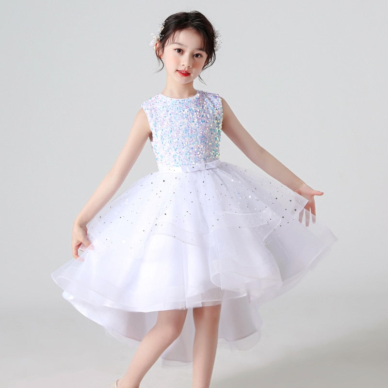 Carnival Costumes Sequins Solid Color Princess Dresses For Girls