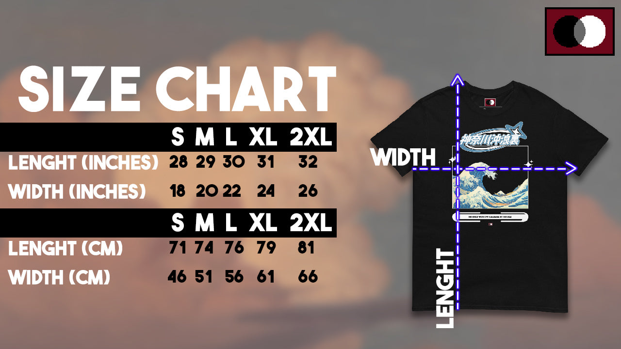 Ariarta's t-shirts size chart