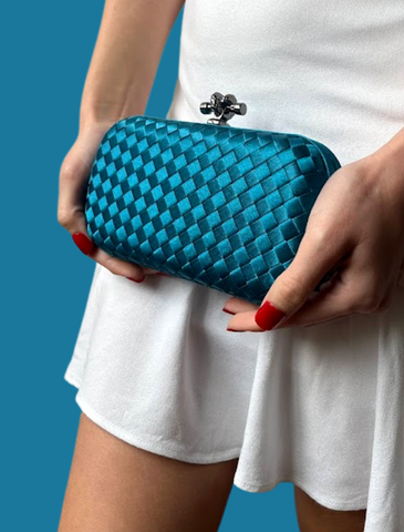 Clutch Tressê Cetim Inspired Média Azul Tiffany