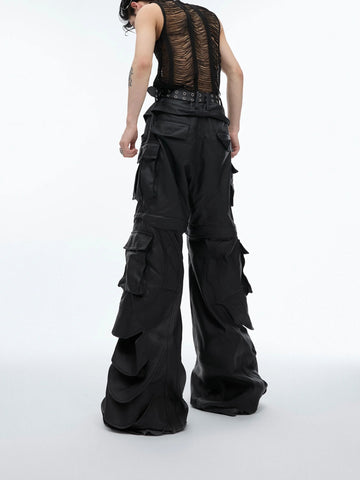 3D Heavyweight High-waisted Leather Pants