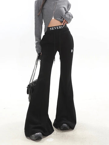 Vintage High Waist Drawstring Casual Pants