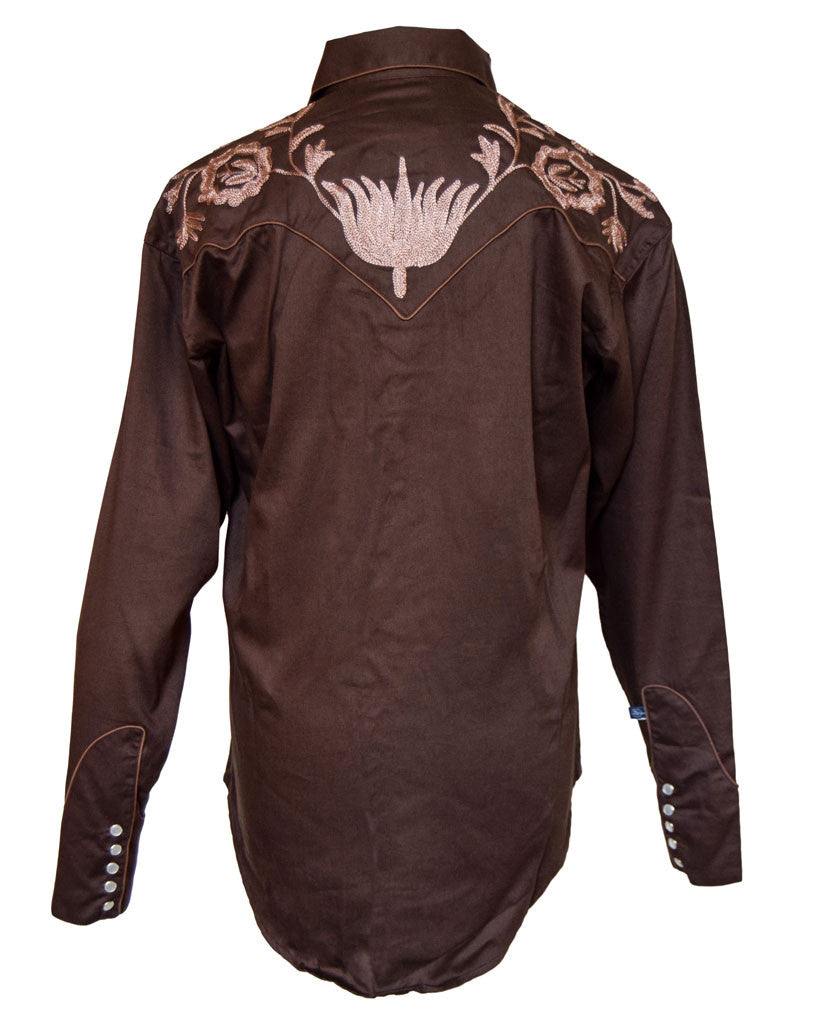 Rockmount Brown Floral Embroidered Western Cowboy Shirt – Bronco Bill's