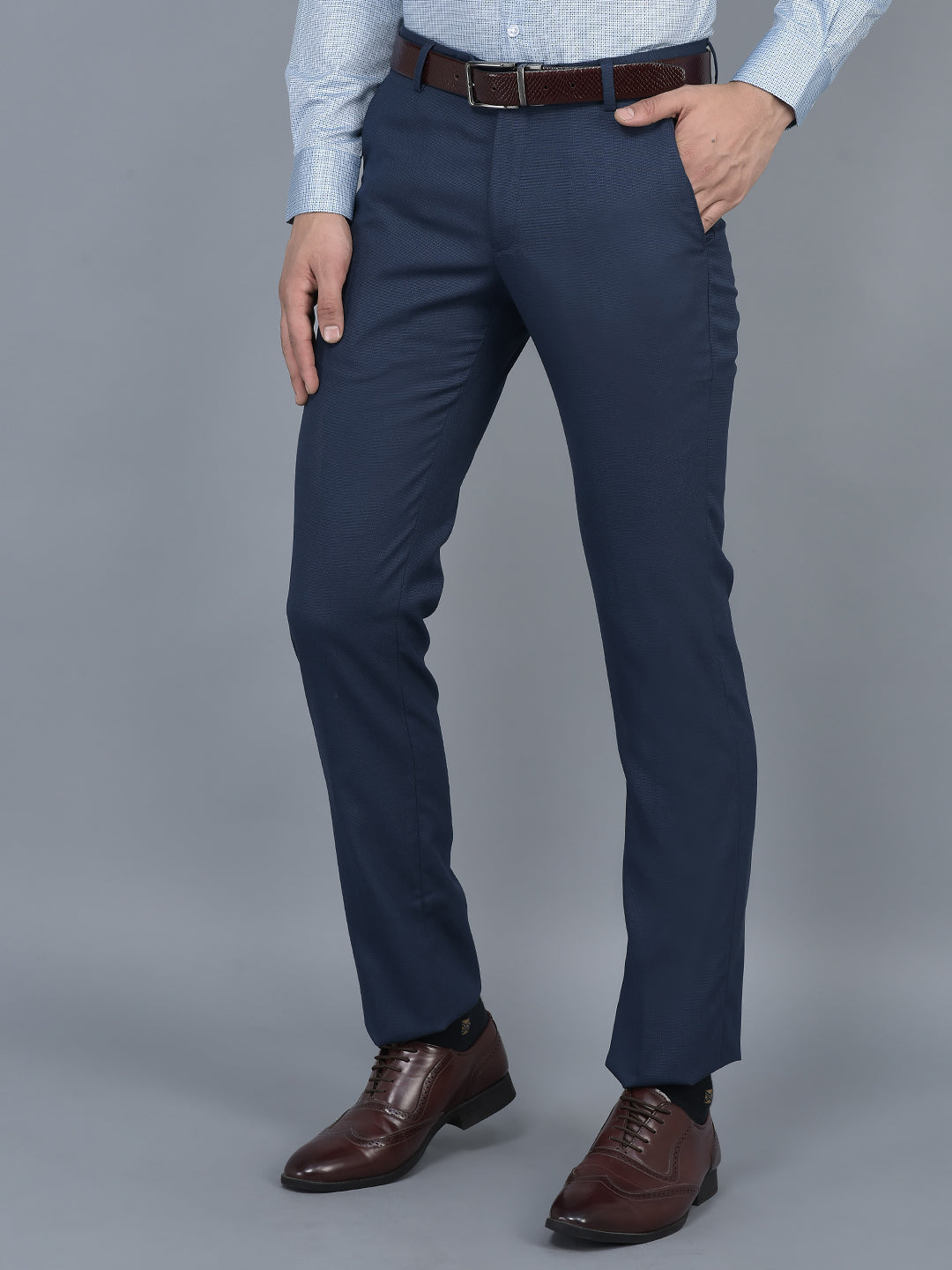 Flat Front Pants – Navy Blue – Siri Studio