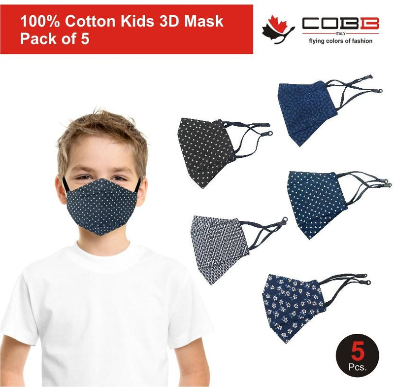 Cobb Kids 3 Layer 3D Cotton Mask Pack of 5 - Cobbitaly.com