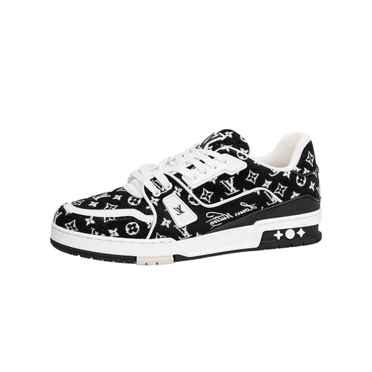 Louis Vuitton LV Trainer Velcro Strap Monogram Denim Black White