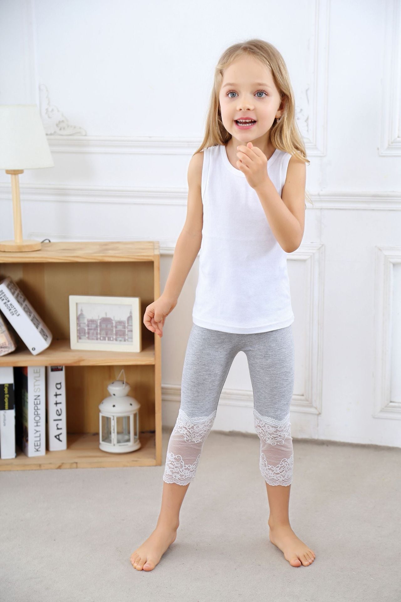 Inpakken litteken Demonteer Korte legging met kant voor meisje | capri voor kinderen