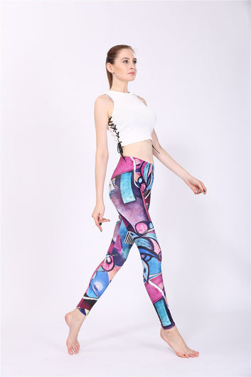 Gekleurde legging met abstracte print
