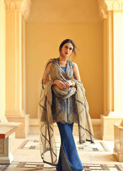 Aditi Rao Hydari in Blue and Golden Pakistani Suit