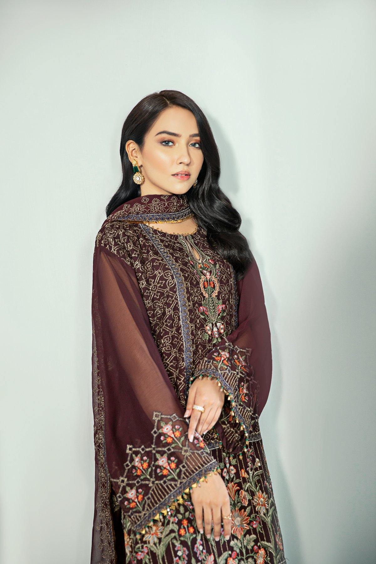 Alizeh Embroidered Chiffon Collection Vol3 Jamun YourLibaas