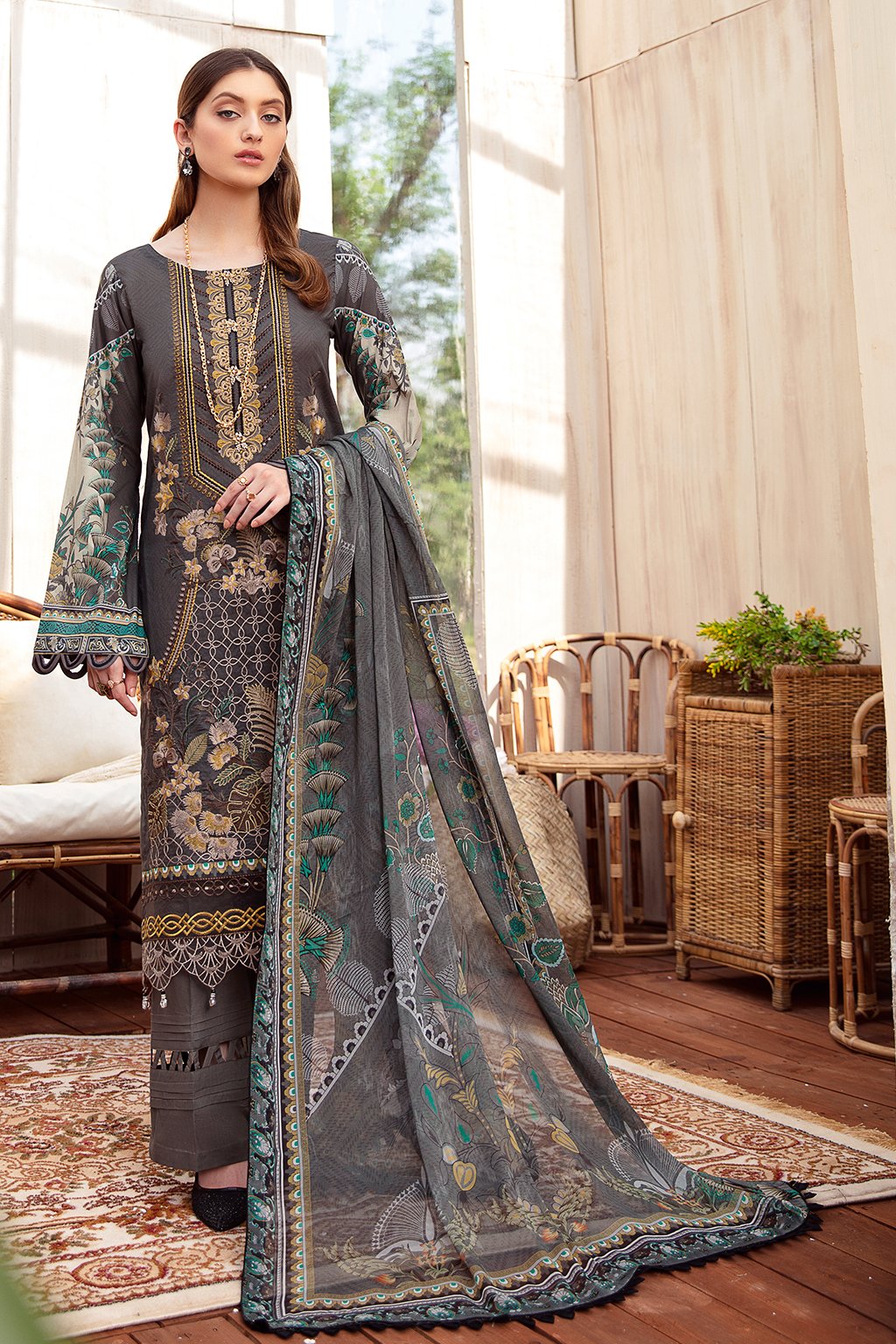 Ramsha Chevron Luxury Lawn Collection Vol6 C610 YourLibaas