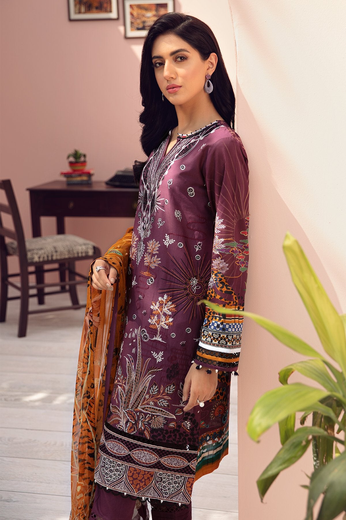 Jazmin Iris Embroidered Lawn Collection '21 – Vermilion– YourLibaas