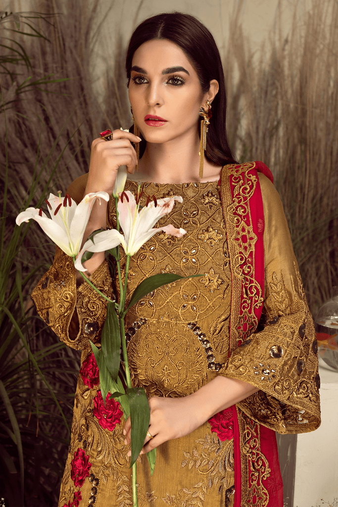 Imrozia Orabelle Embroidered Chiffon Collection 2019 – 02 Saffron Drea ...