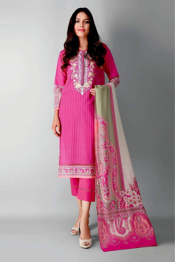 Khaadi Embroidered 3 Piece · Full Suit – B2103001 Pink– YourLibaas