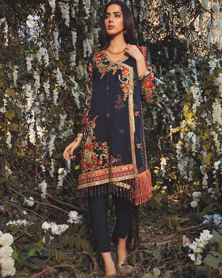 Adan's Libas Arcadia Festive Chiffon Collection – Marine | ZA-1288 ...