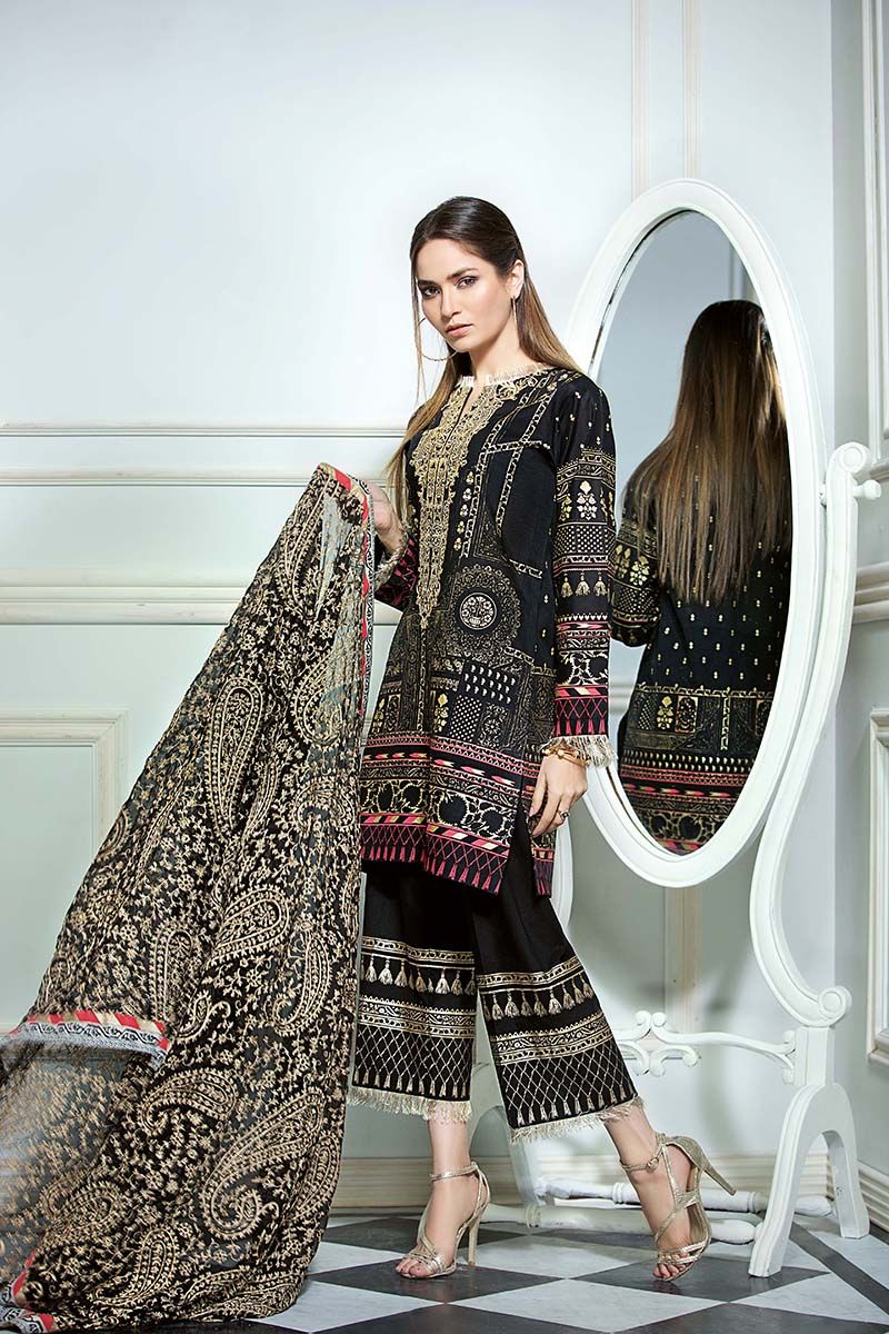 gul ahmed black dress 2018