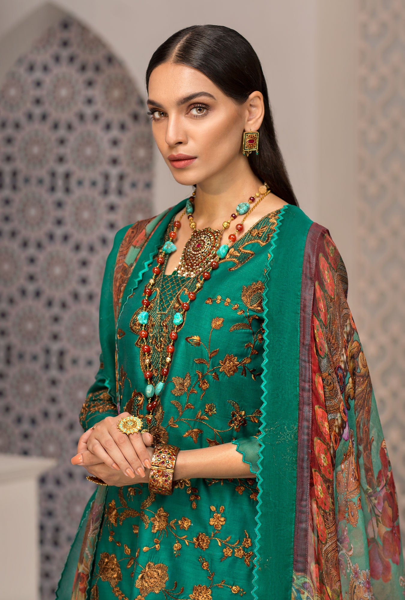 Shanaya by Saadia Asad Festive Lawn Collection 2019 – D1 Emerald Green ...