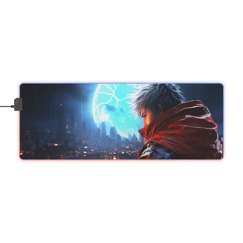 Anime RGB gaming mouse pad with high-quality anime print and customizable RGB light strip