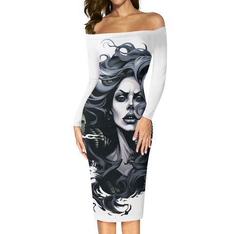 Product Image of Neduz Womens Sea Maiden Long Sleeve Off The Shoulder Lady Dress