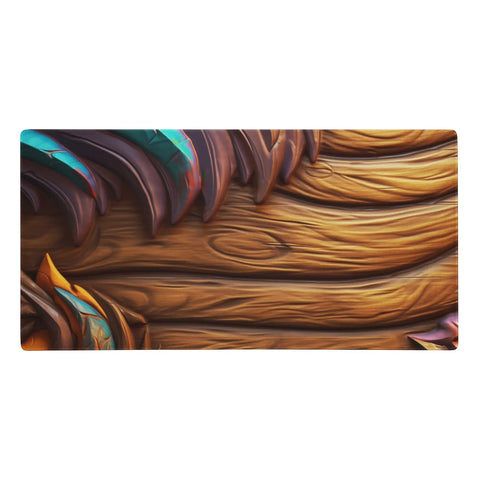 This image shows a product image of a gaming mouse pad by Neduz Designs. The mouse pad has a wooden surface that is reminiscent of stylized fantasy games. The mouse pad is smooth and responsive, making it ideal for gaming. It is also large and durable, making it perfect for any gaming setup.