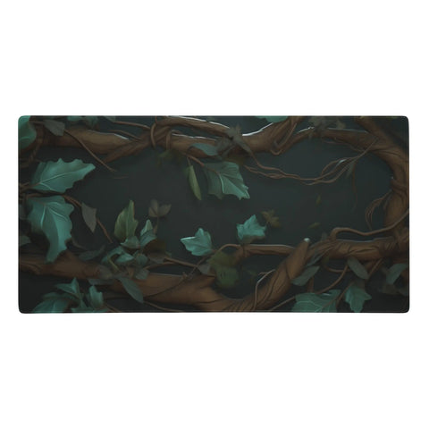 This image shows a product image of a gaming mouse pad by Neduz Designs. The mouse pad features a design of leaves and twigs that is reminiscent of stylized fantasy games. The mouse pad is smooth and responsive, making it ideal for gaming. It is also large and durable, making it perfect for any gaming setup.