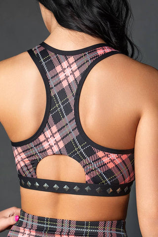 Women's Purple Lumberjack Plaid Tartan Athletic Sports Bra