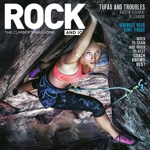 Alyse Dietel on the cover of Rock & Ice Magazine