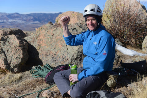 Don McGrath preparing to climb outside